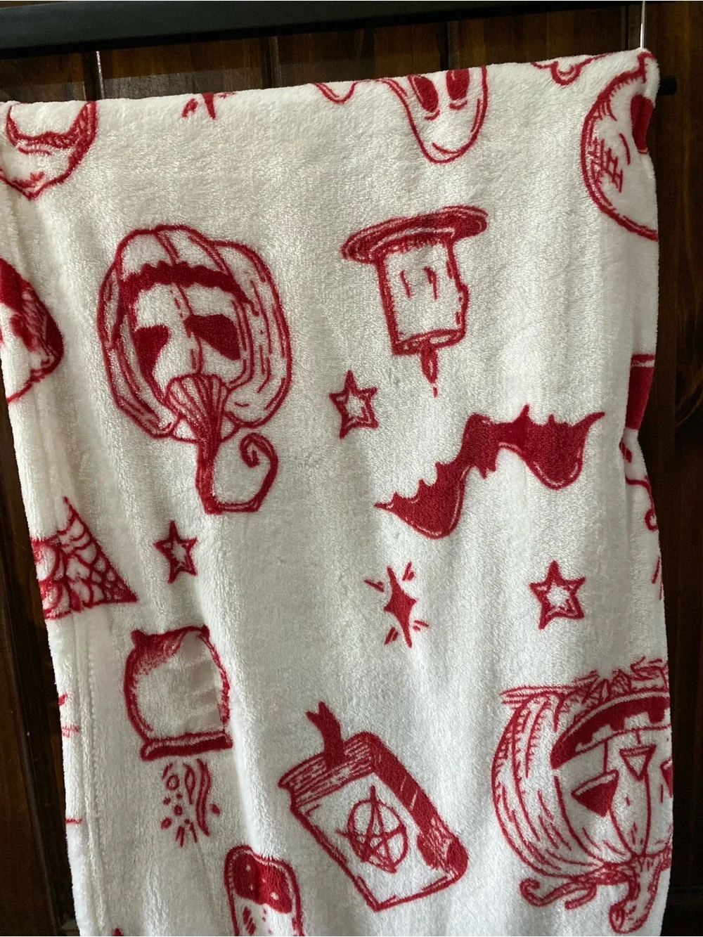 Betsey Johnson White and Red Halloween Plush Throw